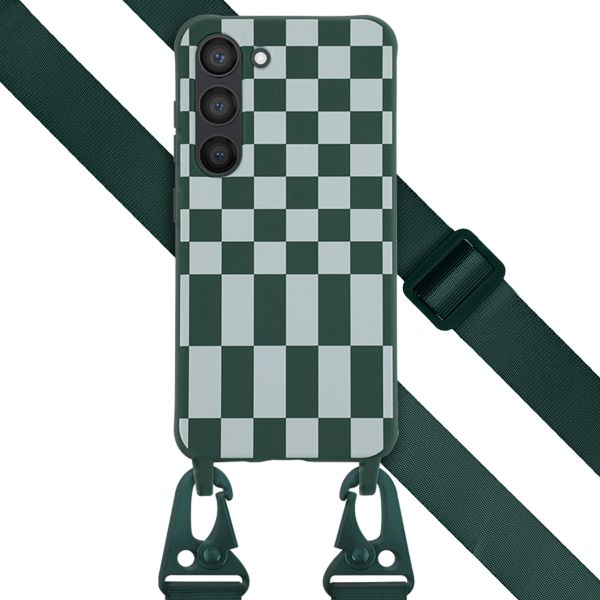Selencia SilikonHülle design mit abnehmbarem Band Samsung Galaxy S23 - Irregular Check Green
