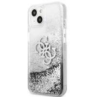 Guess 4G Logo Liquid Glitter Back Cover für das iPhone 13 Mini - Silver