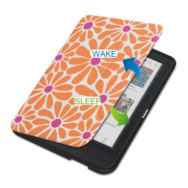 imoshion Design Klappbare Klapphülle Kobo Clara Colour / BW - Orange Flowers Connect