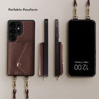 Selencia Sera HandyHülle mit Kordel und Umschlag-Kartenhalter Samsung Galaxy S25 Ultra - Chocolate Brown