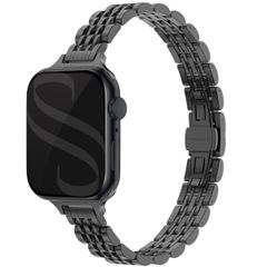Selencia Jubilee inspiriertes schmales Edelstahlarmband für Apple Watch Series 1 t/m 9 / SE (38/40/41 mm) | Series 10 / 11 (42 mm) - Schwarz