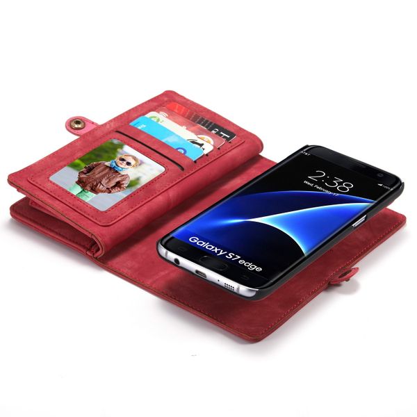 CaseMe Luxusleder 2-in-1-Portemonnaie-Klapphülle Samsung Galaxy S7 Edge