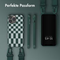 Selencia Silikonhülle design mit abnehmbarem Band für das iPhone 13 Pro Max - Irregular Check Green