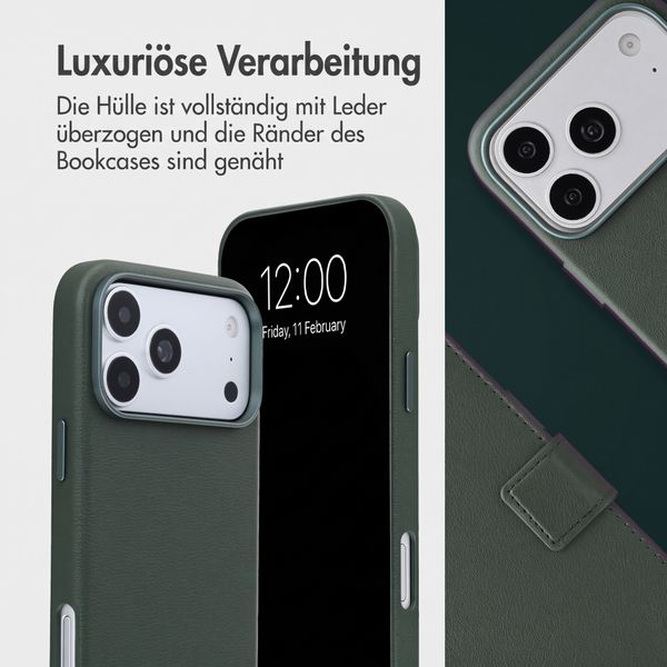 Accezz 2-in-1 Klapphülle aus Leder mit MagSafe Apple iPhone 18 Pro Max / 17 Pro Max - Cedar Green