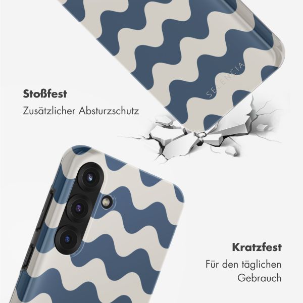 Selencia Vivid Tough Back Cover für das Samsung Galaxy S25 - Wave Vibes Classic Blue