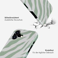 Selencia Vivid Tough Back Cover MagSafe für das iPhone 16 - Colorful Zebra Sage Green