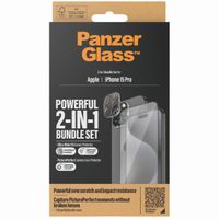 PanzerGlass 2-in-1 pack - Ultra-Wide Fit Anti-Bacterial Displayschutz incl. applicator + Camera Protector für das Apple iPhone 15 Pro