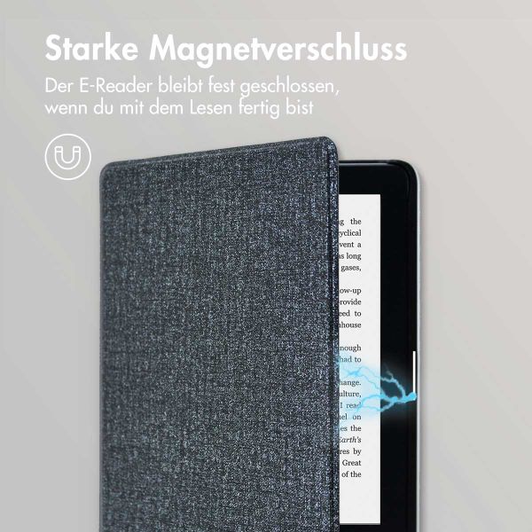 imoshion Canvas Sleepcover Klapphülle für das Kobo Clara 2E / Tolino Shine 4 - Glitter Schwarz