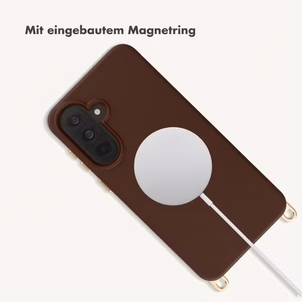 Selencia Rivièra Backcover mit MagSafe mit abnehmbaren Haken Samsung Galaxy A37 (5G) - Choco Brown
