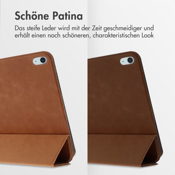 Accezz Leder Trifold Klaphülle Apple iPad 11 (2025) 11 Zoll A16 / iPad 10 (2022) 10.9 Zoll - Cognac