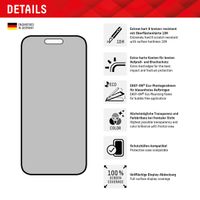 Displex Displayschutz aus gehärtetem Glas Privacy Apple iPhone 15 Plus / 15 Pro Max / 16 Plus