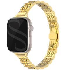 Selencia Jubilee inspiriertes schmales Edelstahlarmband für die Apple Watch Series 1 bis 9 / SE (38/40/41 mm) | Series 10 (42 mm) - Gold