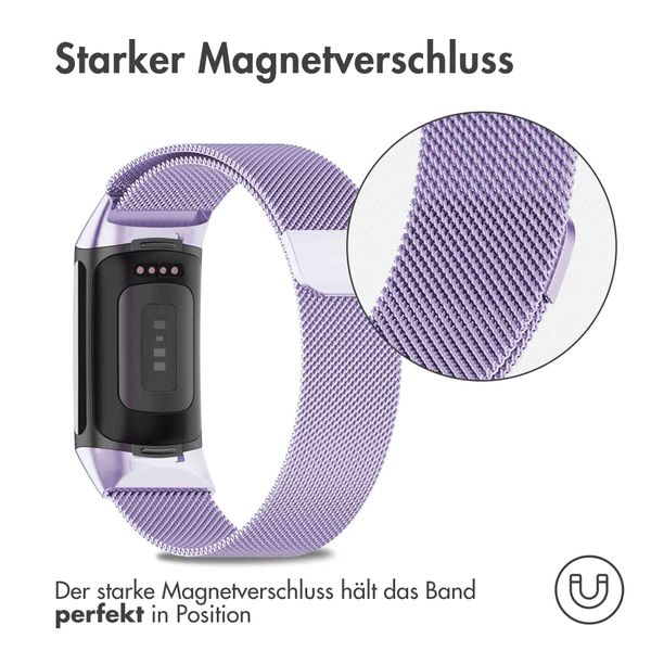 imoshion Mailändische Magnetarmband für das Fitbit Charge 5 / Charge 6 - Größe S - Violett