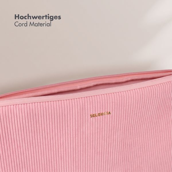 Selencia Cord Laptop Hülle 15-16 Zoll - Laptop Sleeve - Soft Blush