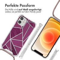 imoshion Design Hülle mit Band für das iPhone 12 Mini - Bordeaux Graphic