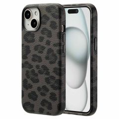 Selencia Sabi Backcover Leopardenmuster mit MagSafe Apple iPhone 15 - Midnight Black