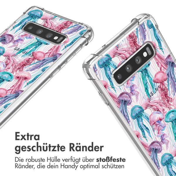 imoshion Design Hülle mit Band Samsung Galaxy S10 - Jellyfish Watercolor
