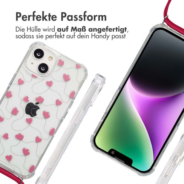imoshion Design Hülle mit Band Apple iPhone 14 - Dusty Rose Connected Hearts