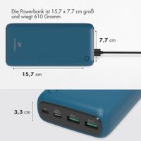 imoshion Powerbank - 27.000 mAh - Schnelles Aufladen und Power Delivery - Blau