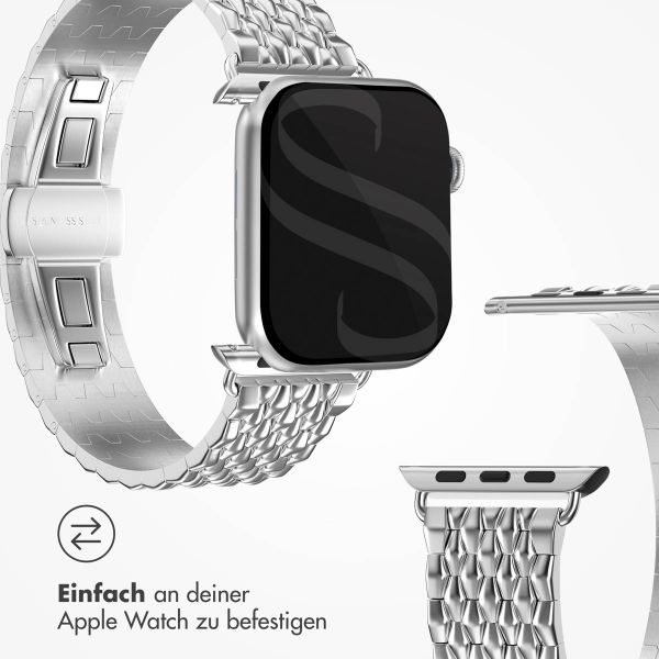 Selencia Drachenarmband aus Stahl für die Apple Watch Series 1 bis 10 / SE / Ultra (2) (44/45/46/49 mm) - Silber