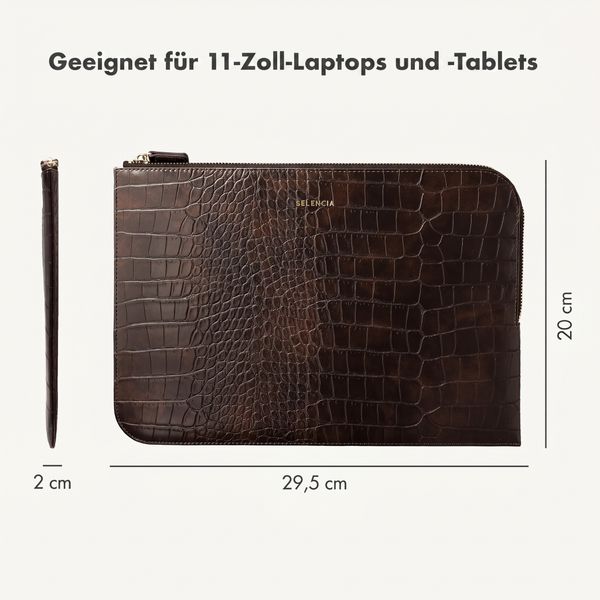 Selencia Croco Laptop Hülle 11 Zoll - Tablet / Laptop Sleeve - Choco Brown