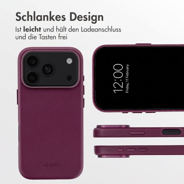 Accezz MagSafe Leather Backcover Apple iPhone 18 Pro / 17 Pro - Heath Purple