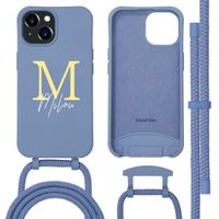 Personalisierte Color Backcover MagSafe mit abtrennbarem Band und Buchstaben für iPhone 15 - Ash Blue