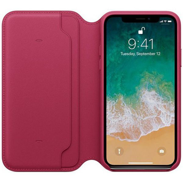 Apple Leather Folio Klapphülle Berry für das Apple iPhone Xs / X
