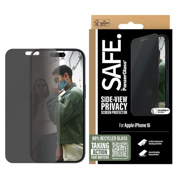 SAFE by PanzerGlass Ultra Wide Fit Screen Protector mit Sichtschutz inkl. Applikator für das iPhone 16