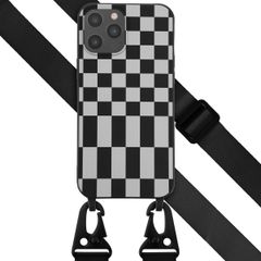 Selencia SilikonHülle design mit abnehmbarem Band Apple iPhone 12 Pro Max - Irregular Check Black