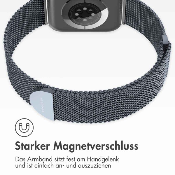 imoshion Magnetisches Milanaise Armband für das  Apple Watch Series 1 - 9 / SE (38/40/41 mm) | Series 10 / 11 (42 mm) - Größe S - Dunkelgrau