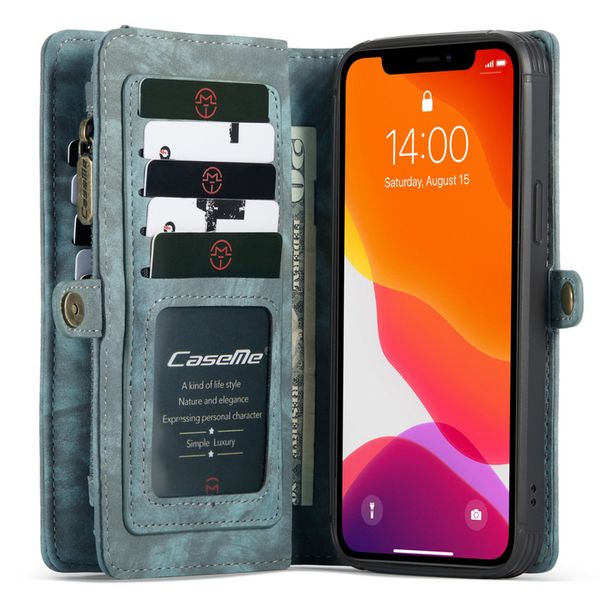 CaseMe Luxuriöse 2-in-1-Portemonnaie-Klapphülle Leder iPhone 12 (Pro)