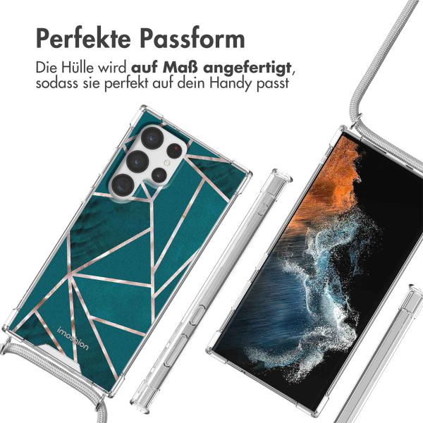 imoshion Design Hülle mit Band Samsung Galaxy S22 Ultra - Petrol Green Graphic