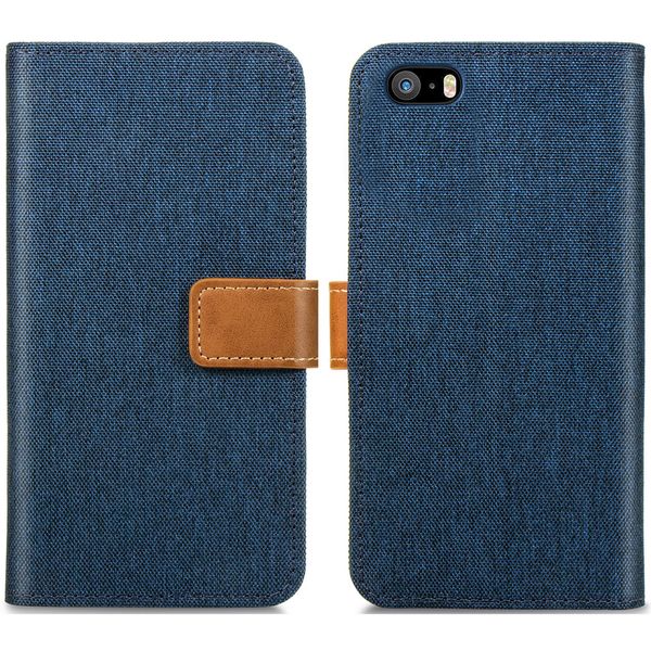 imoshion Luxuriöse Canvas-Klapphülle iPhone SE / 5 / 5s - Dunkelblau