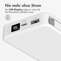 Accezz Powerbank 10.000 mAh mit integrierten Kabeln – Weiß