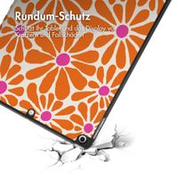imoshion Design Trifold Klaphülle Apple iPad 9 (2021) 10.2 Zoll / iPad 8 (2020) 10.2 Zoll / iPad 7 (2019) 10.2 Zoll - Orange Flower Connect