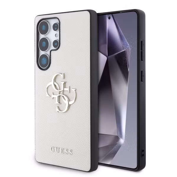 Guess 4G Metal Logo Saffiano Backcover Samsung Galaxy S25 Ultra - Beige
