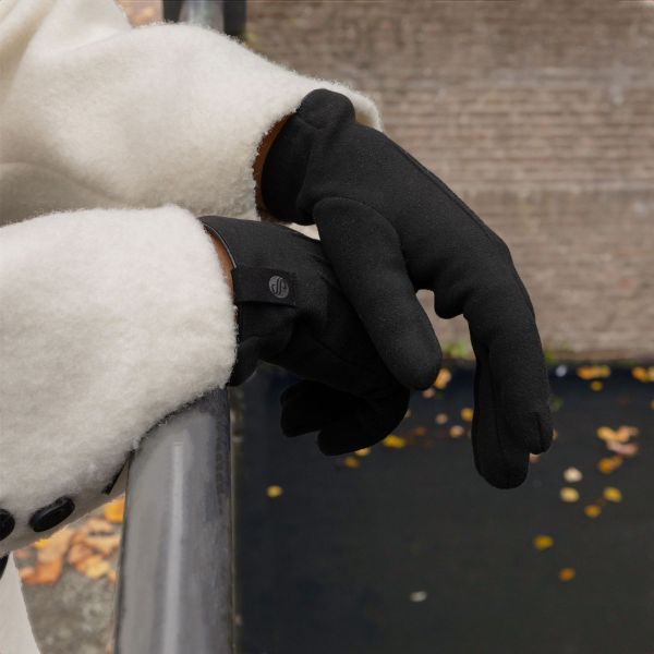 Selencia Touchscreen-Handschuhe mit Wildleder-Optik - Damen - Größe M - Schwarz