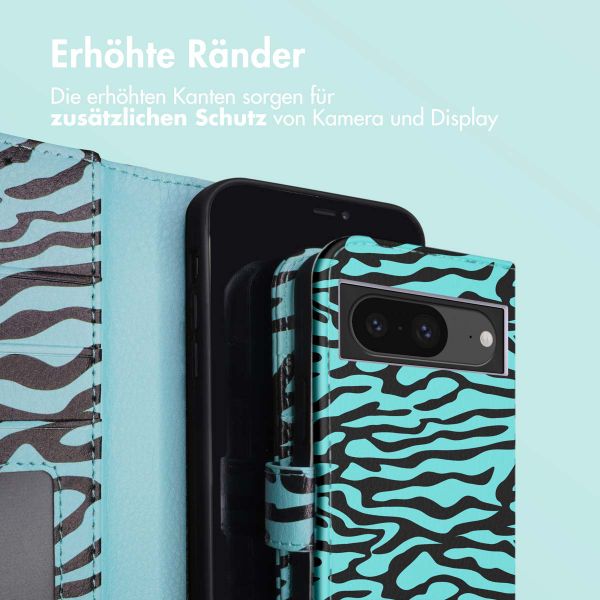 imoshion Design Klapphülle Google Pixel 8a - Black Blue Stripes