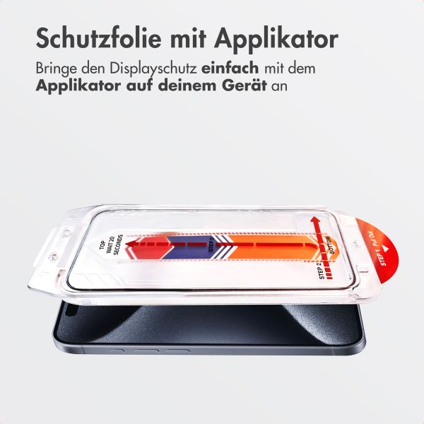 Accezz Gehärteter Glas-Schutz + Applikator Apple iPhone 15 Pro Max