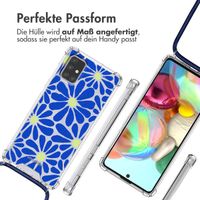 imoshion Design Hülle mit Band Samsung Galaxy A71 - Cobalt Blue Flowers Connect