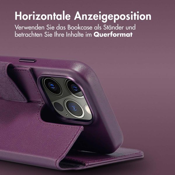 Accezz 2-in-1 Klapphülle aus Leder mit MagSafe für das Apple iPhone 14 Pro - Heath Purple