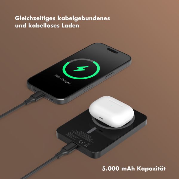 Selencia Vivid Powerbank 5.000 mAh - MagSafe und Qi2 - Schwarz / Leopard