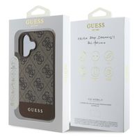 Guess Bottom Stripe 4G Back Cover für das iPhone 16 - Braun