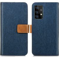 imoshion Luxuriöse Canvas-Klapphülle Samsung Galaxy A52(s) (5G/4G)-Dunkelblau