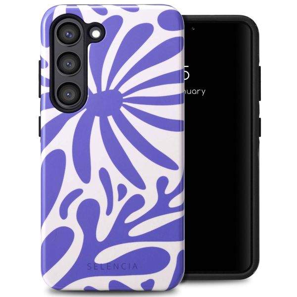 Selencia Vivid Tough Back Cover für das Samsung Galaxy S23 - Modern Bloom Sapphire Blue