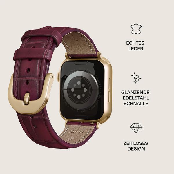 Burga Armband aus echtem Leder für Apple Watch | 38/40/41/42 mm - Mobwife / Gold