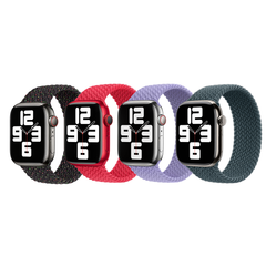 Apple 4 Pack Geflochtenes Solo Loop für Apple Watch | 38/40/41/42 mm - Größe 3 - Black Unity/ (PRODUCT)RED/ Lavender/ Lake Green