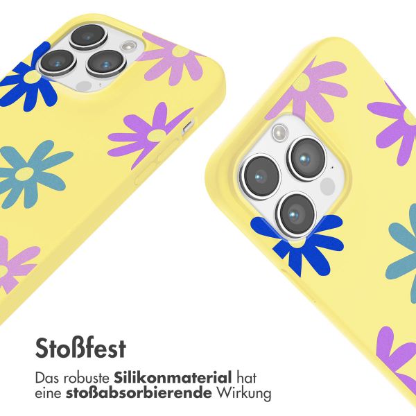 imoshion Silikonhülle design mit Band für das iPhone 14 Pro - Yellow Flower Distance