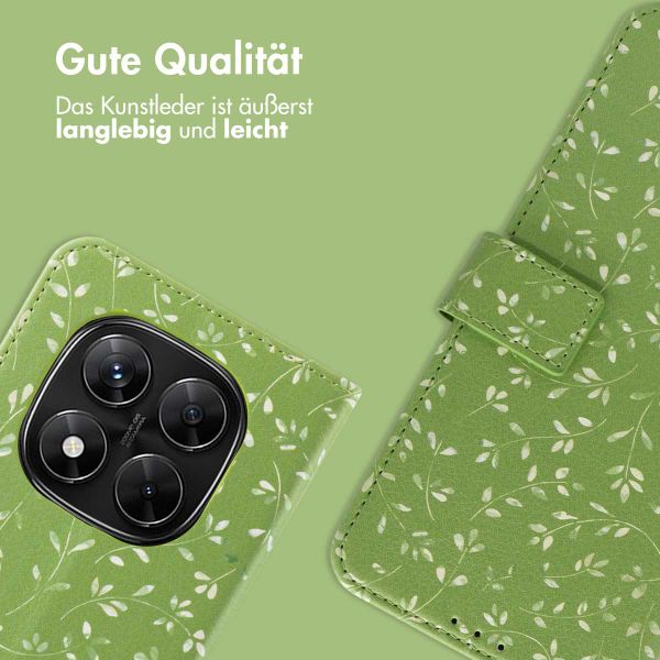 imoshion Design Klapphülle Xiaomi Redmi Note 14 Pro Plus (5G) - Green Flowers